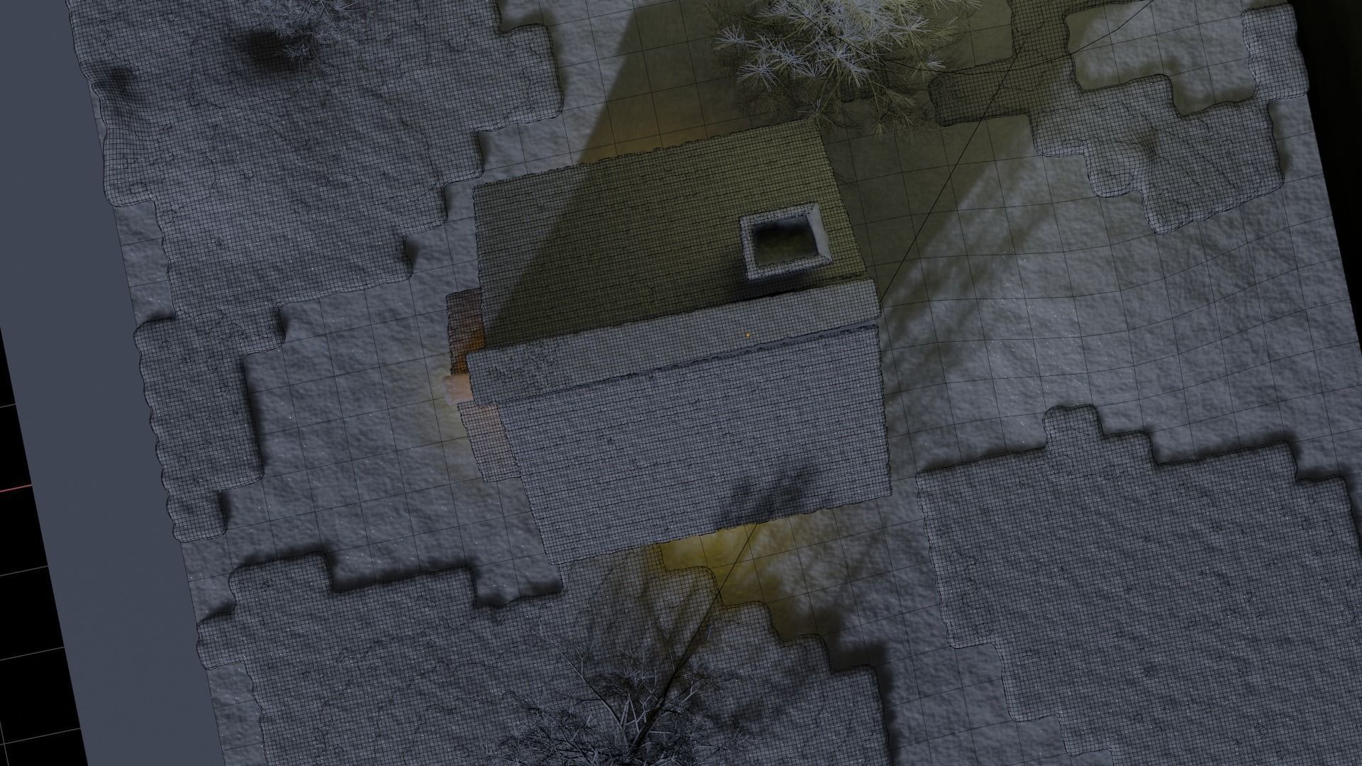 house in snow at night 3D model_1