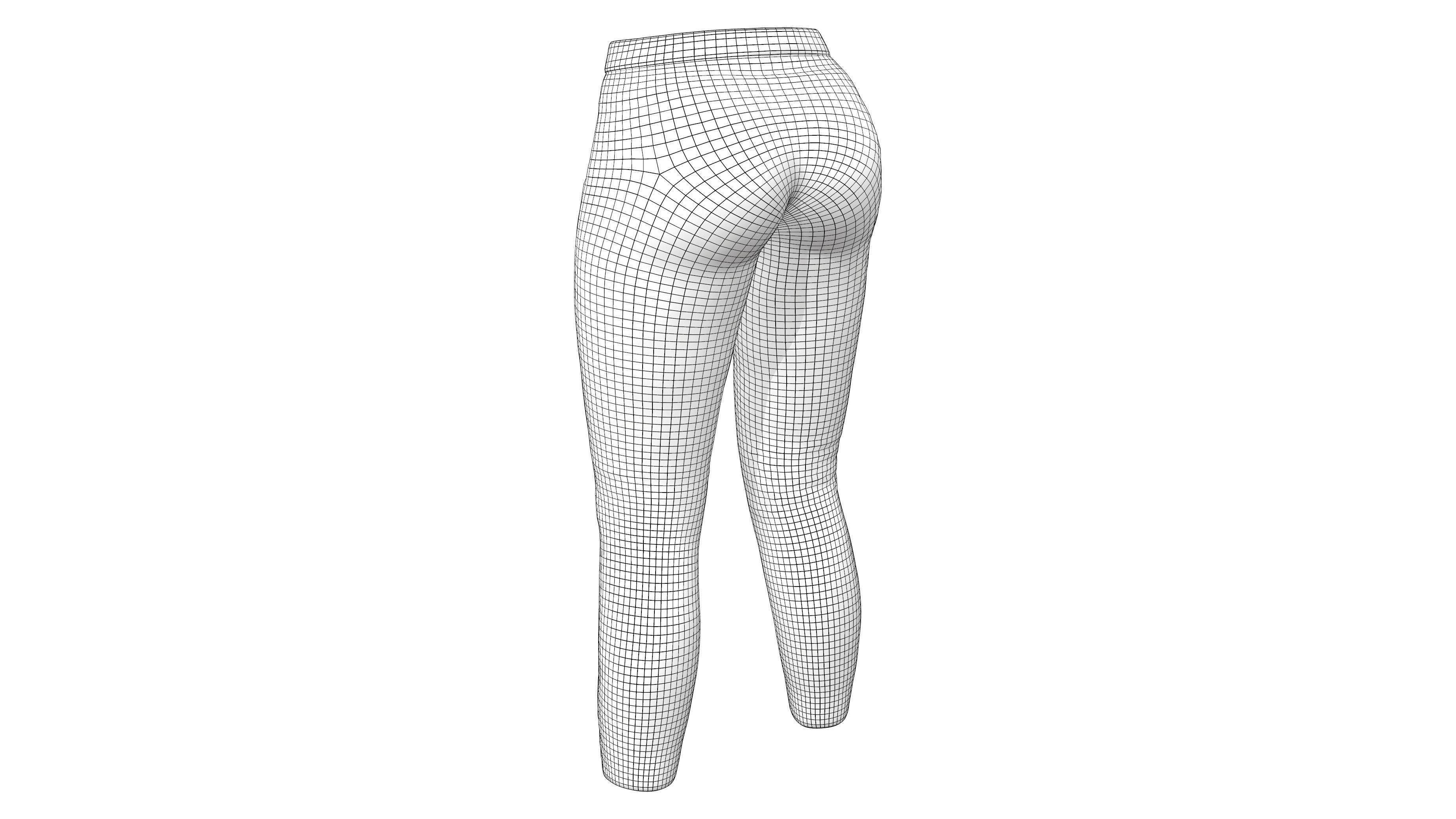 Army Look Stretch Legging Pants Low-poly 3D model_7