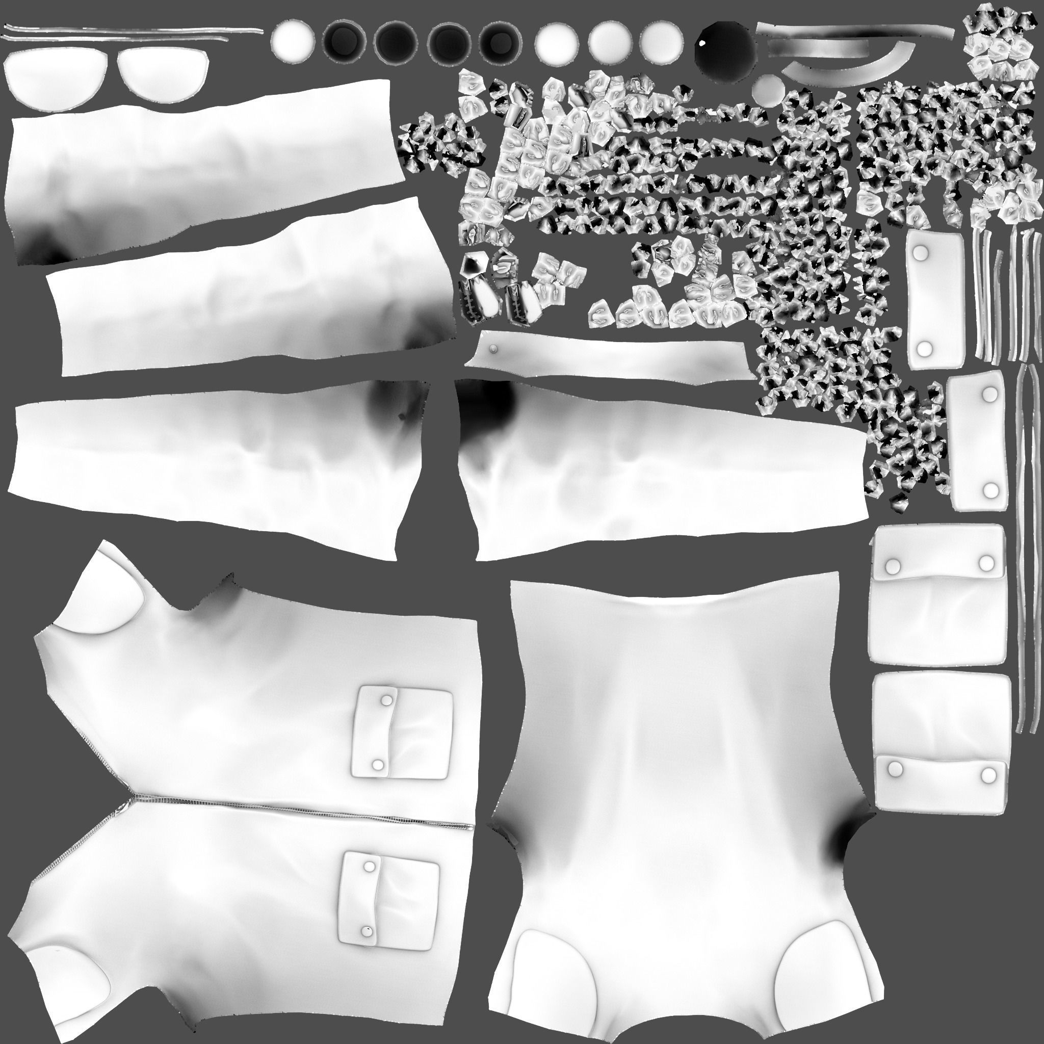 Female Brown Zipped Biker Racer Leather Jacket Low-poly 3D model_12