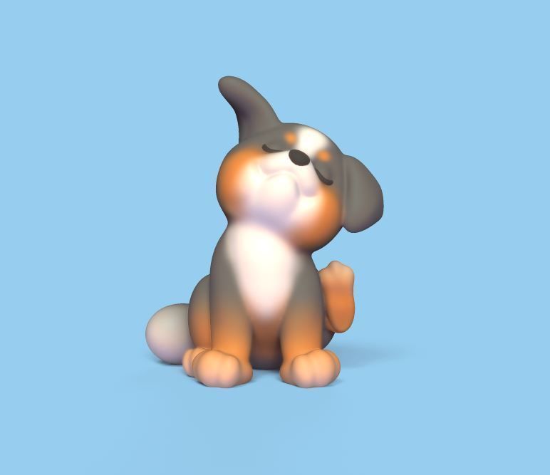 Dog Scratching 3D print model_1