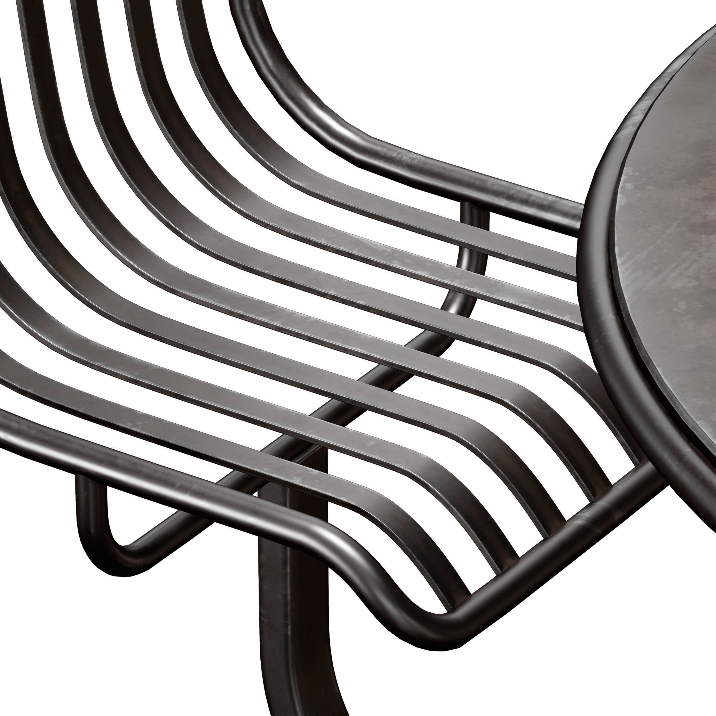 Metal outdoor furniture - round table with chairs 3D model_9