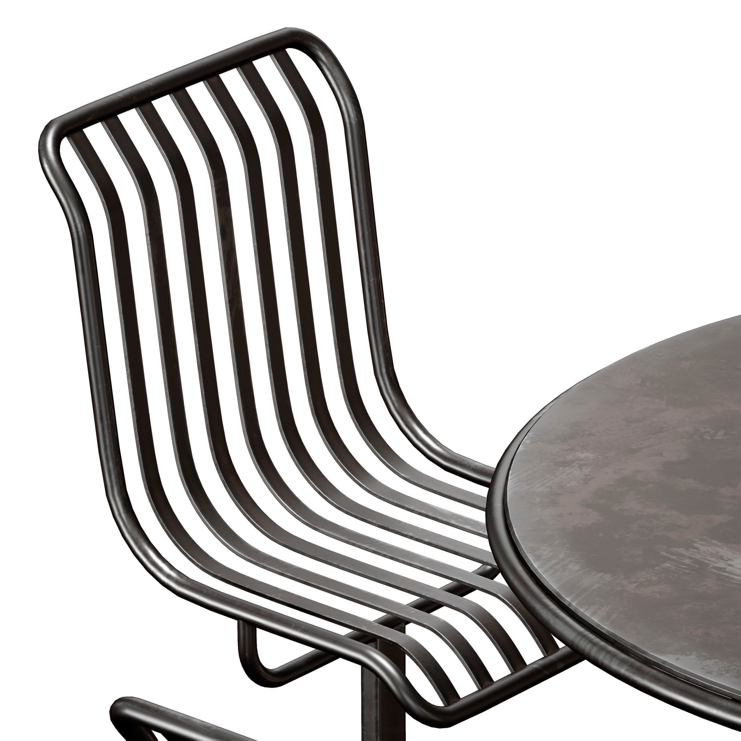 Metal outdoor furniture - round table with chairs 3D model_6