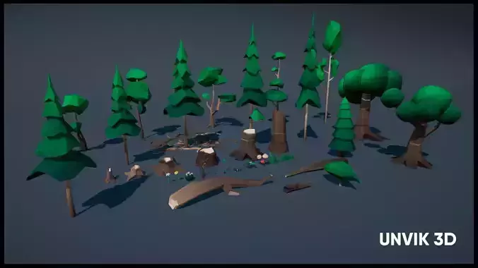 Vegetation Kitbashing Low-poly 3D model