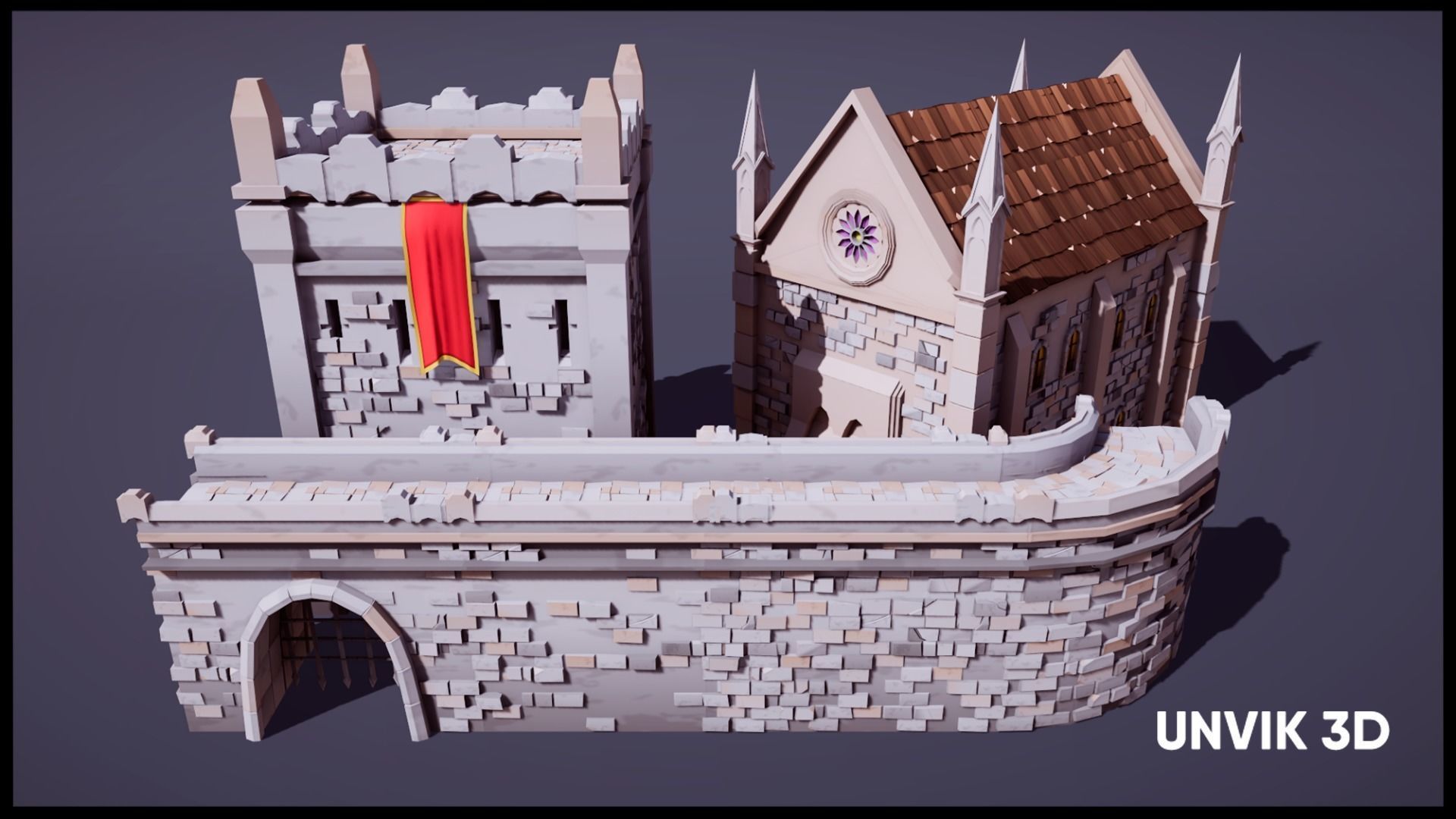 Lowpoly Modular Buildings Low-poly 3D model_3