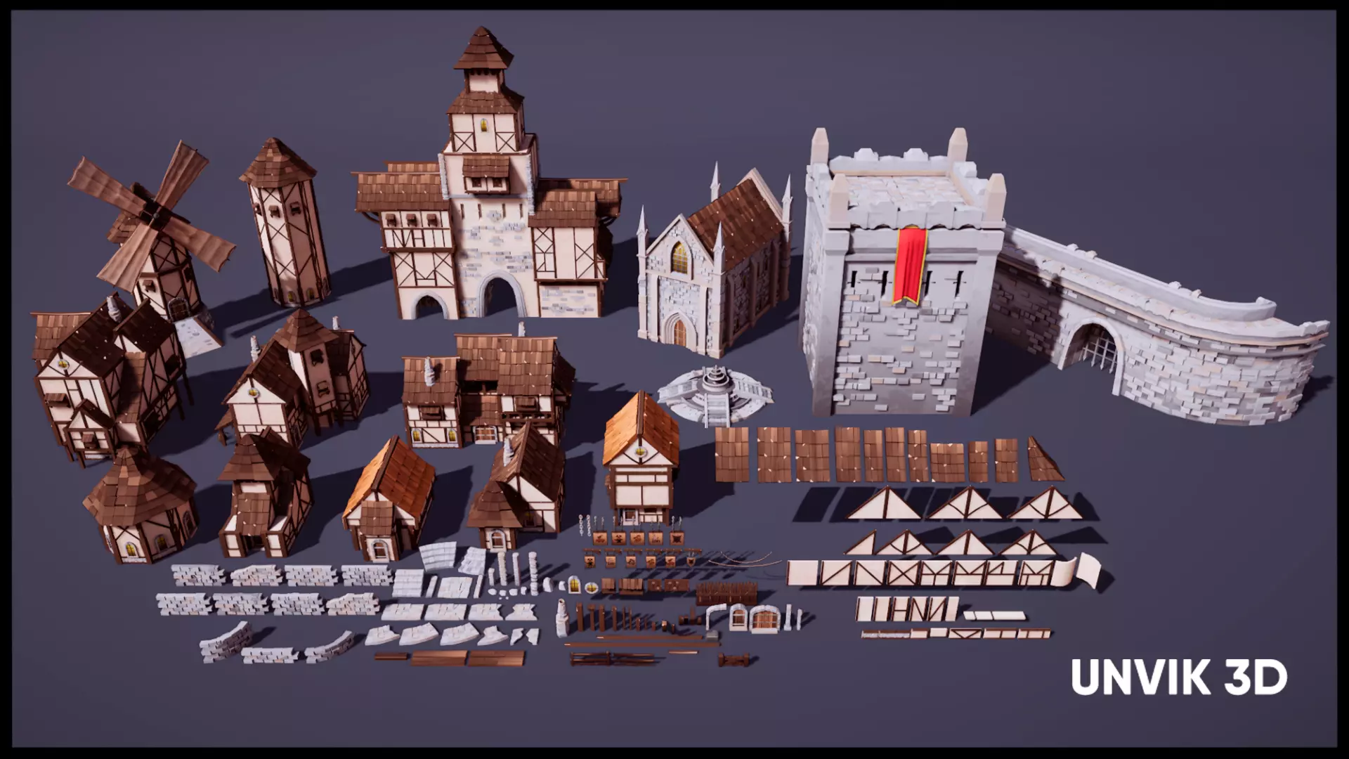 Lowpoly Modular Buildings Low-poly 3D model_0