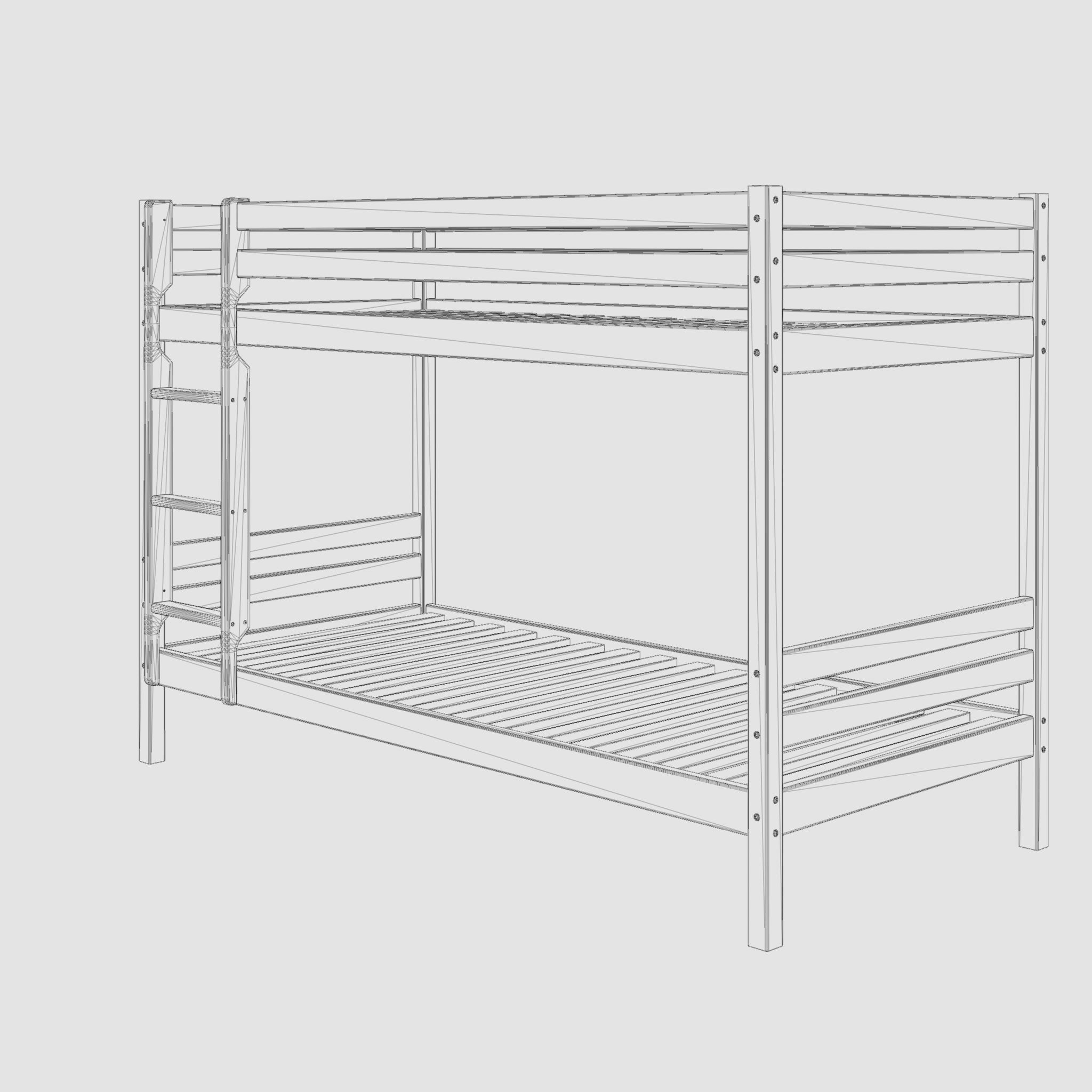 3D Model of  Hoppekids basic bunk bed  Low-poly 3D model_4