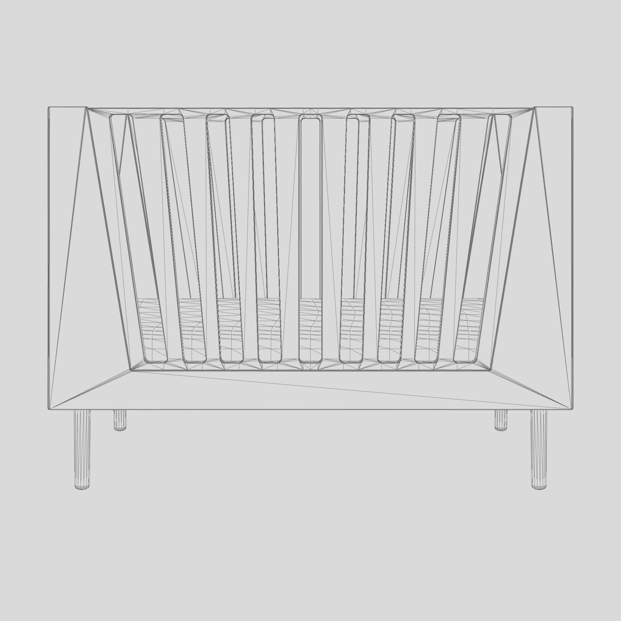 3D Model of Crib - White Low-poly 3D model_5
