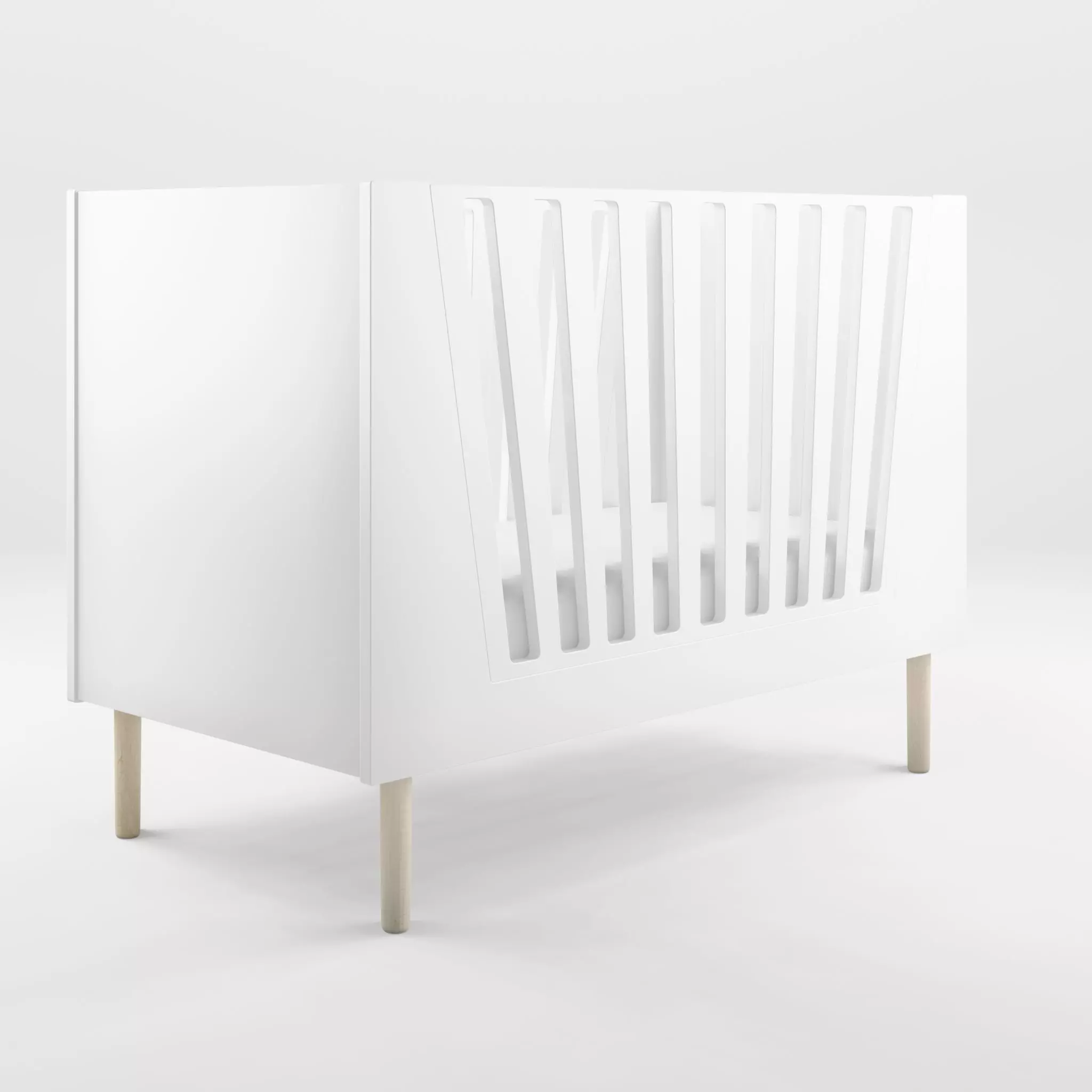 3D Model of Crib - White Low-poly 3D model_0