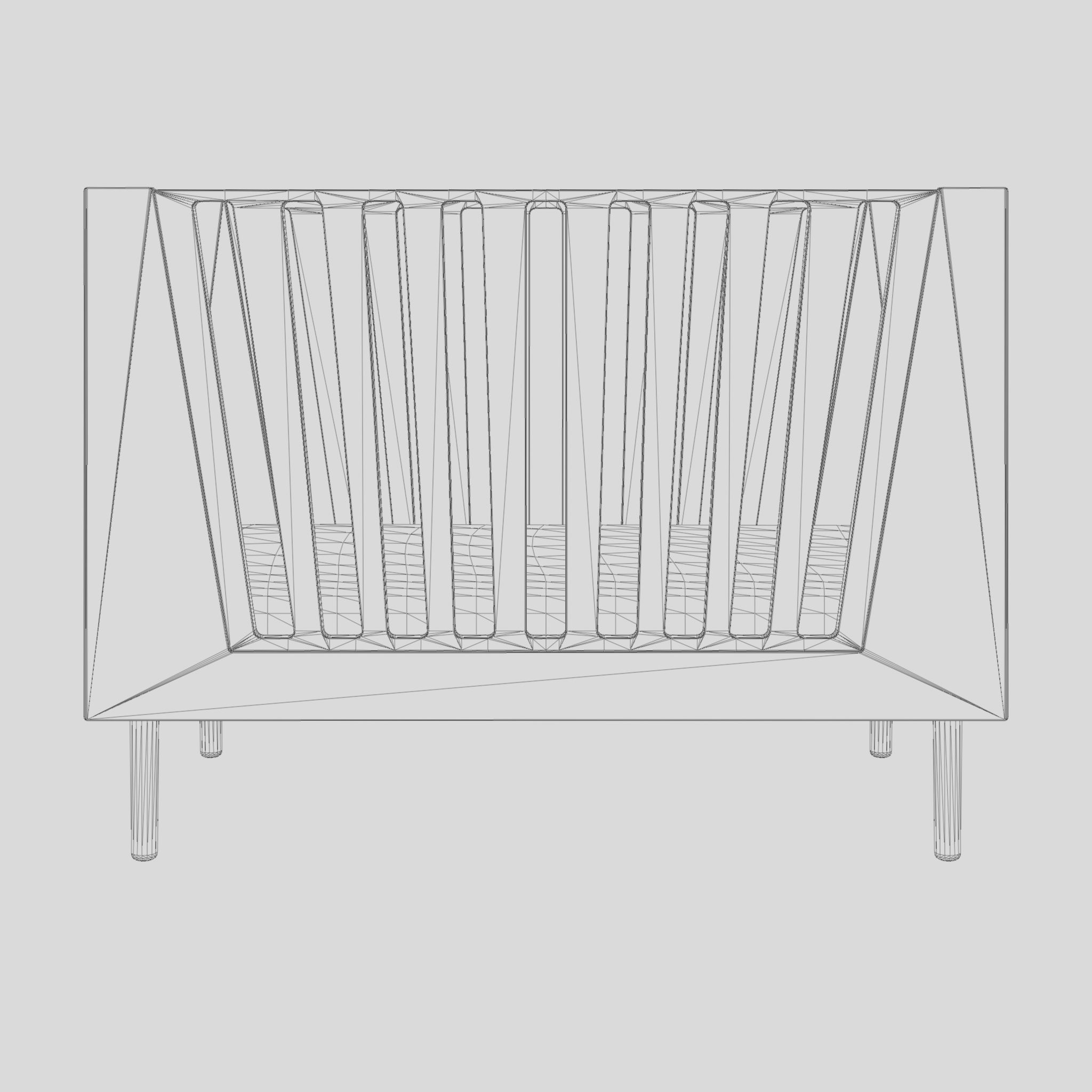 3D Model of Crib - White Low-poly 3D model_6