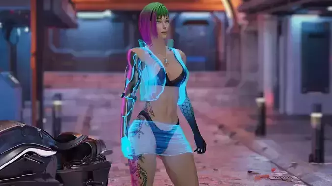 Cyberpunk Girl 3D print model kit