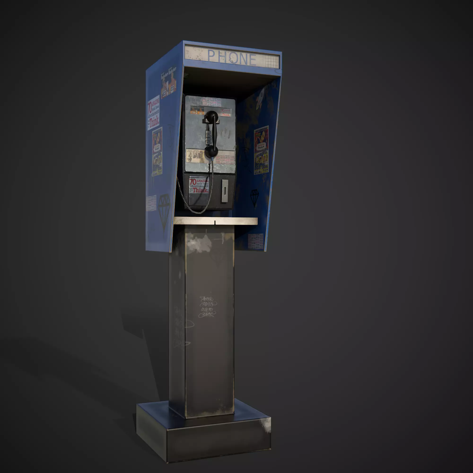 Phonebooth Low-poly 3D model pay phone Low-poly 3D model