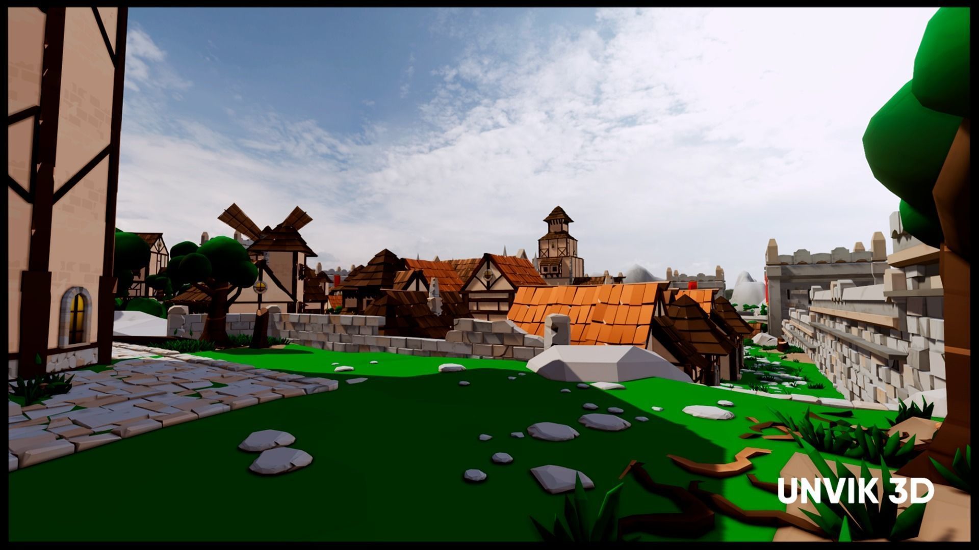 Low Poly Medieval Village - Modular Buildings Streets Markets Low-poly 3D model_20