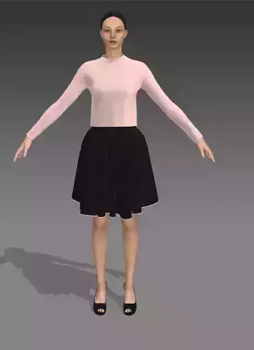 BLOUSE POWDER PINK SKIRT BLACK 