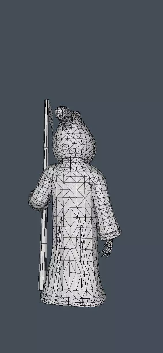 Death person holding scythe Low-poly 3D model_0