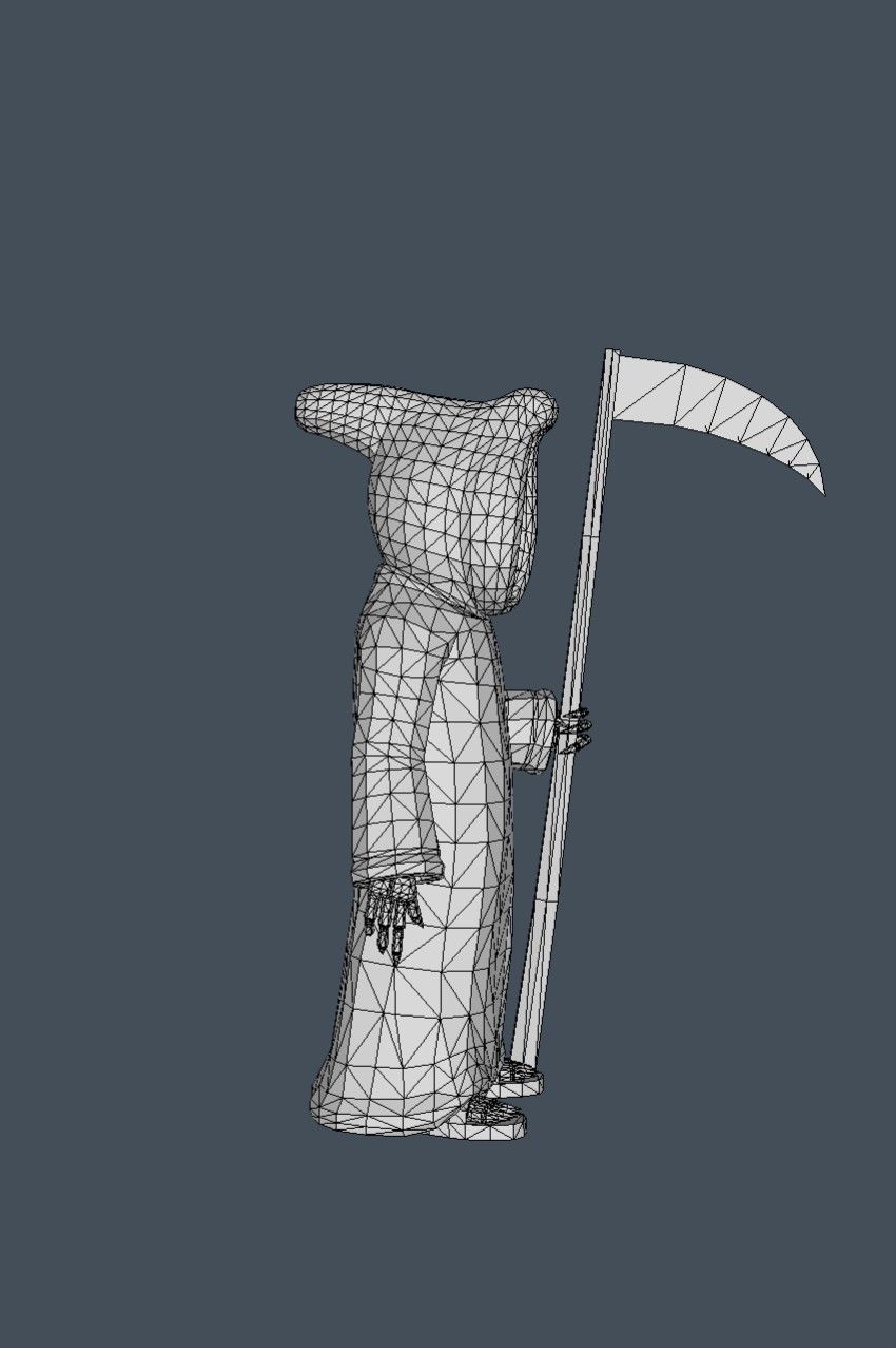 Death person holding scythe Low-poly 3D model_1