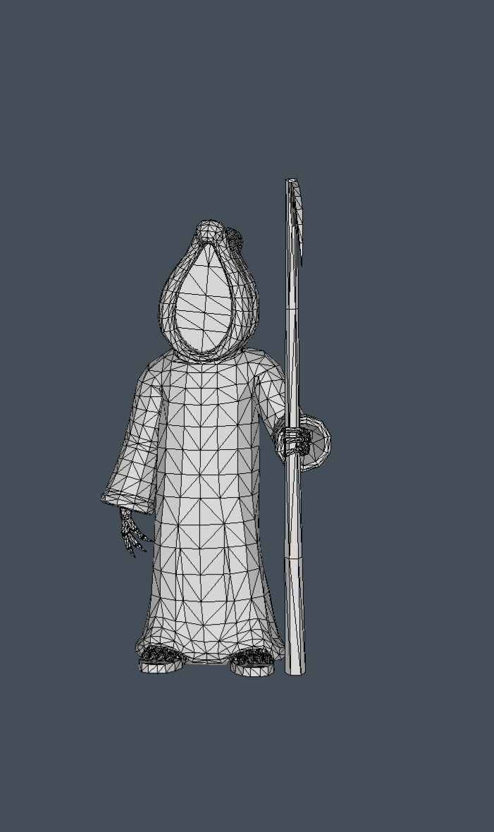 Death person holding scythe Low-poly 3D model_4