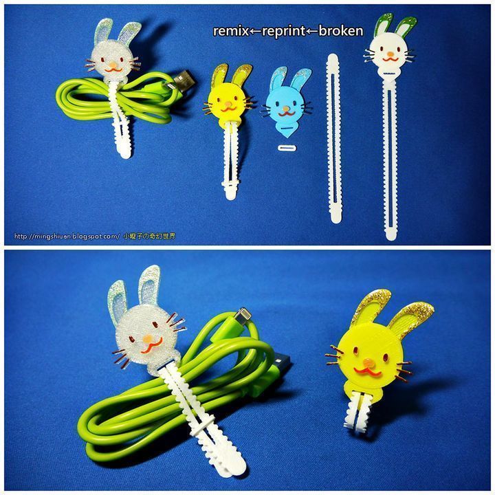Bunny Cable Holder  Bookmarks  Keychain   Bracelet 3D print model_2