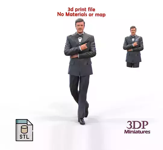 Roger Moore James Bond 3D print model