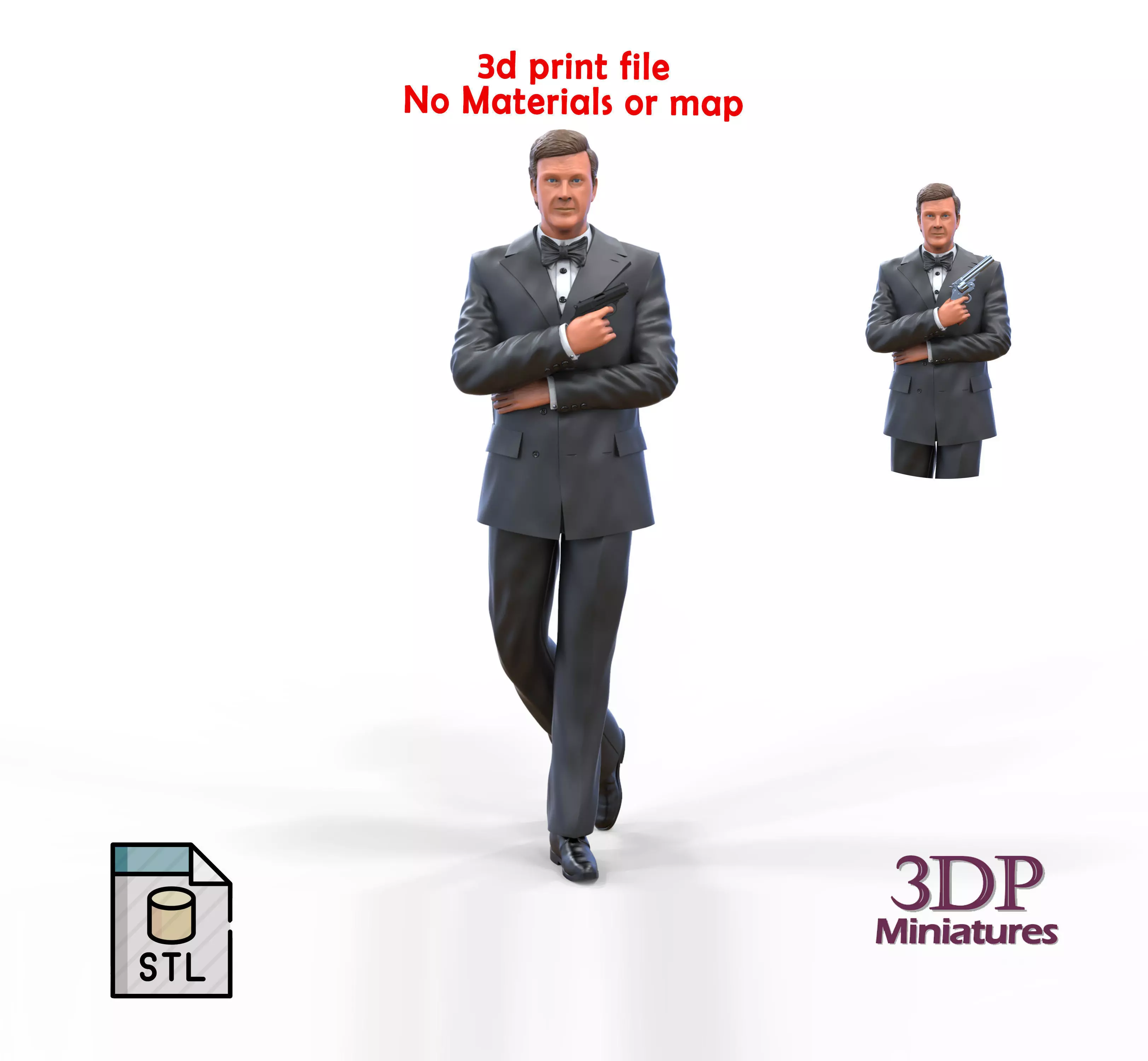Roger Moore James Bond 3D print model_0