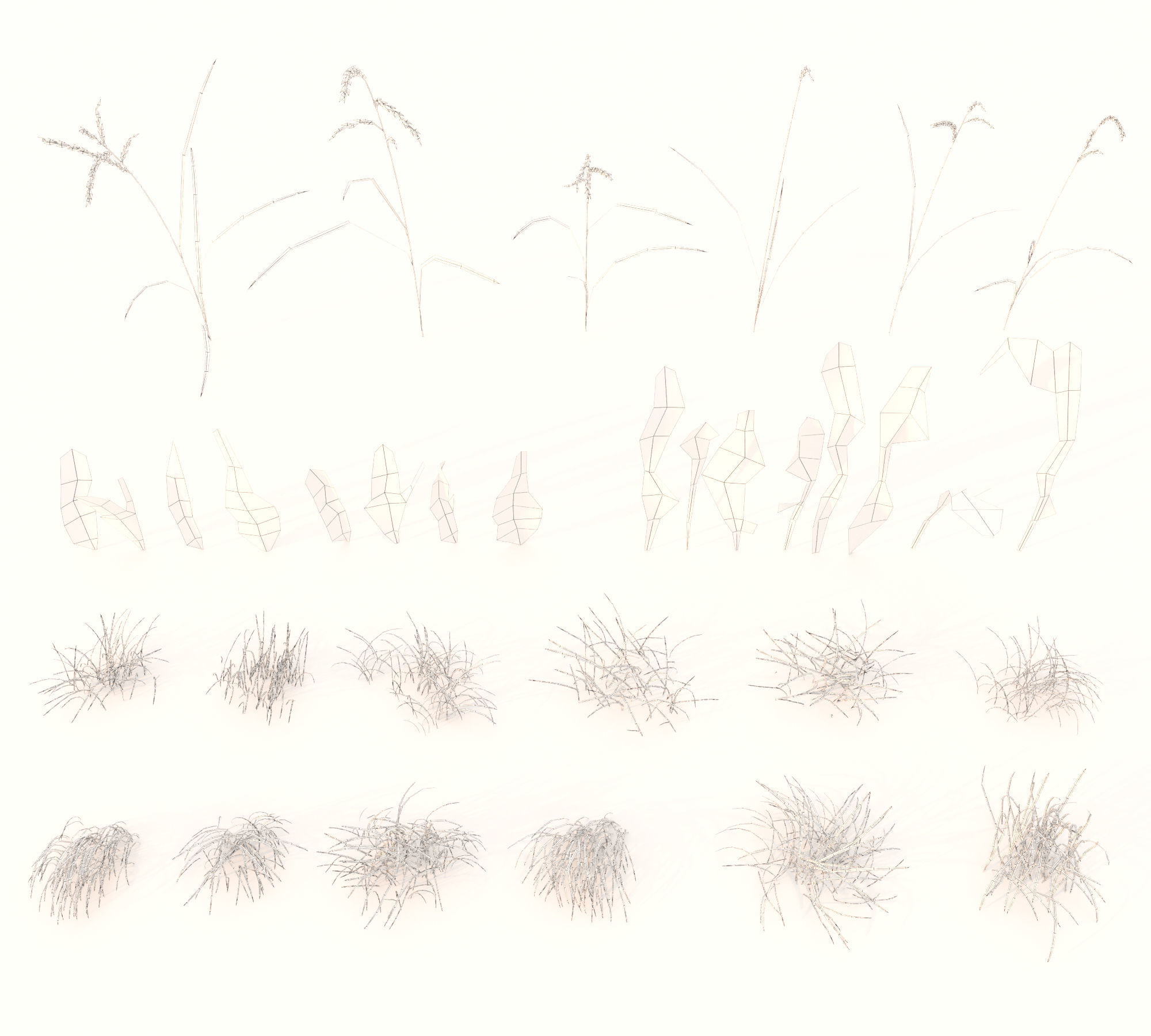 Dry grass with snow Low-poly 3D model_8