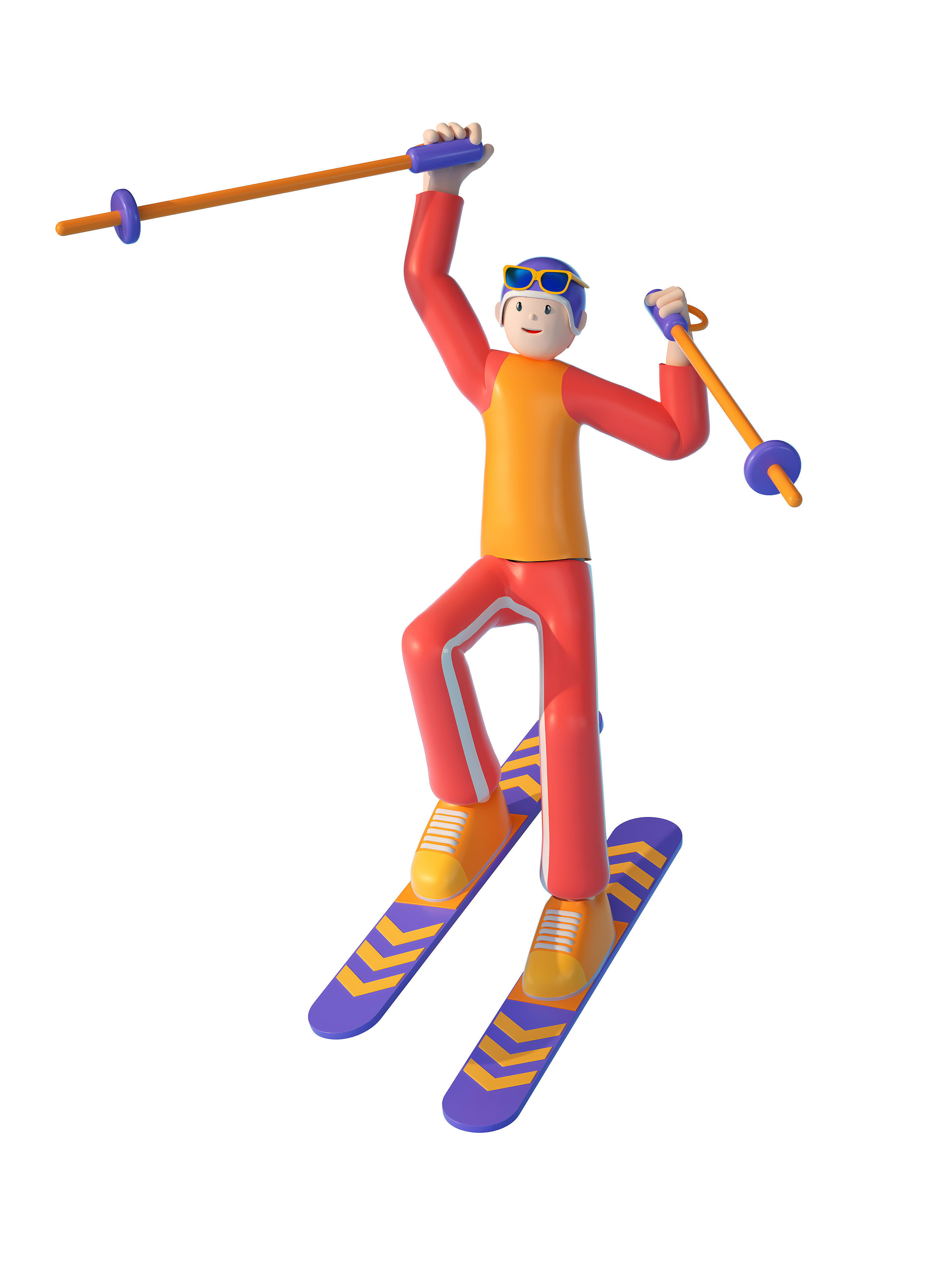 C4D model ski sports figures 3D model_2