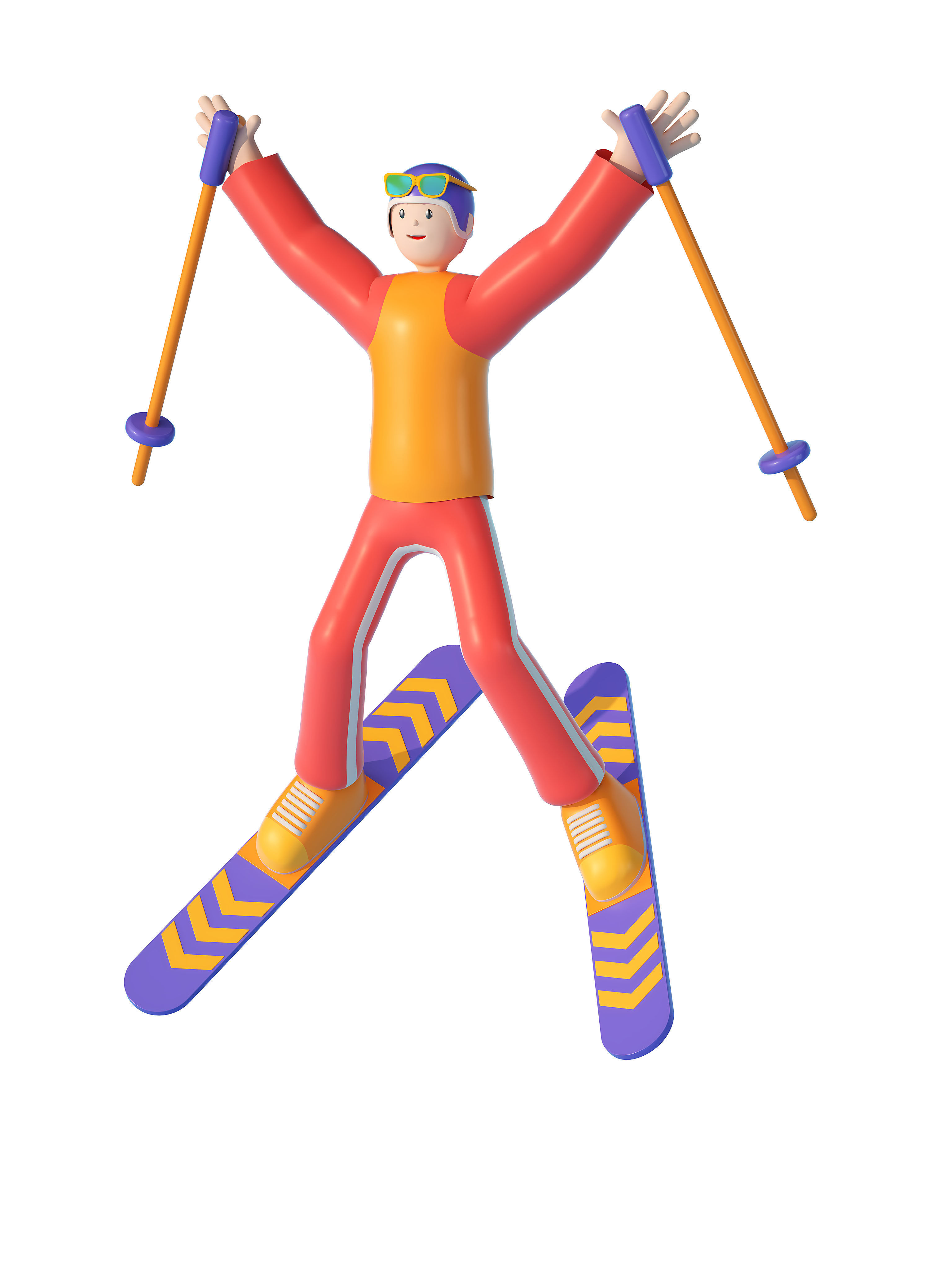 C4D model ski sports figures 3D model_3