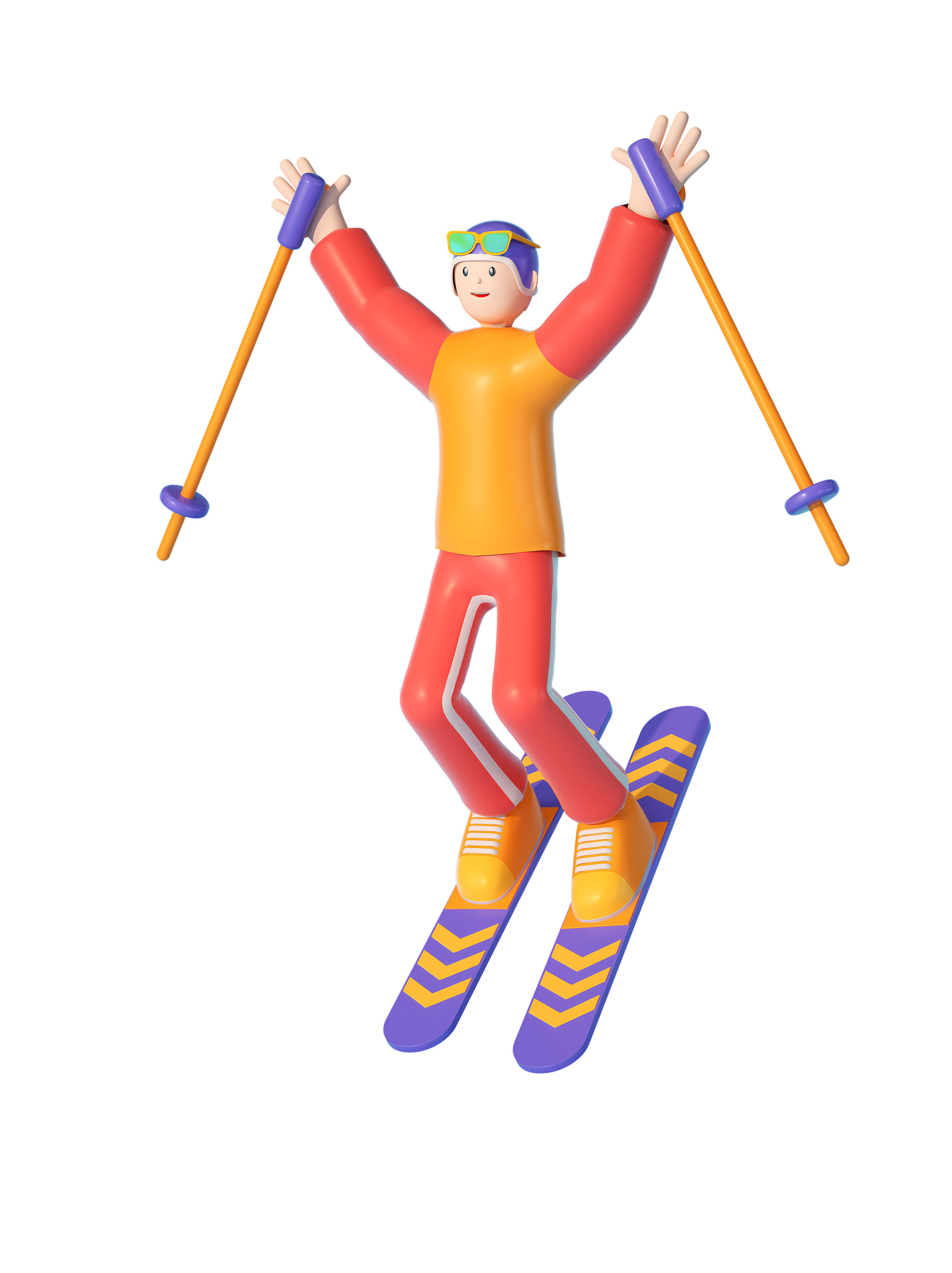 C4D model ski sports figures 3D model_1