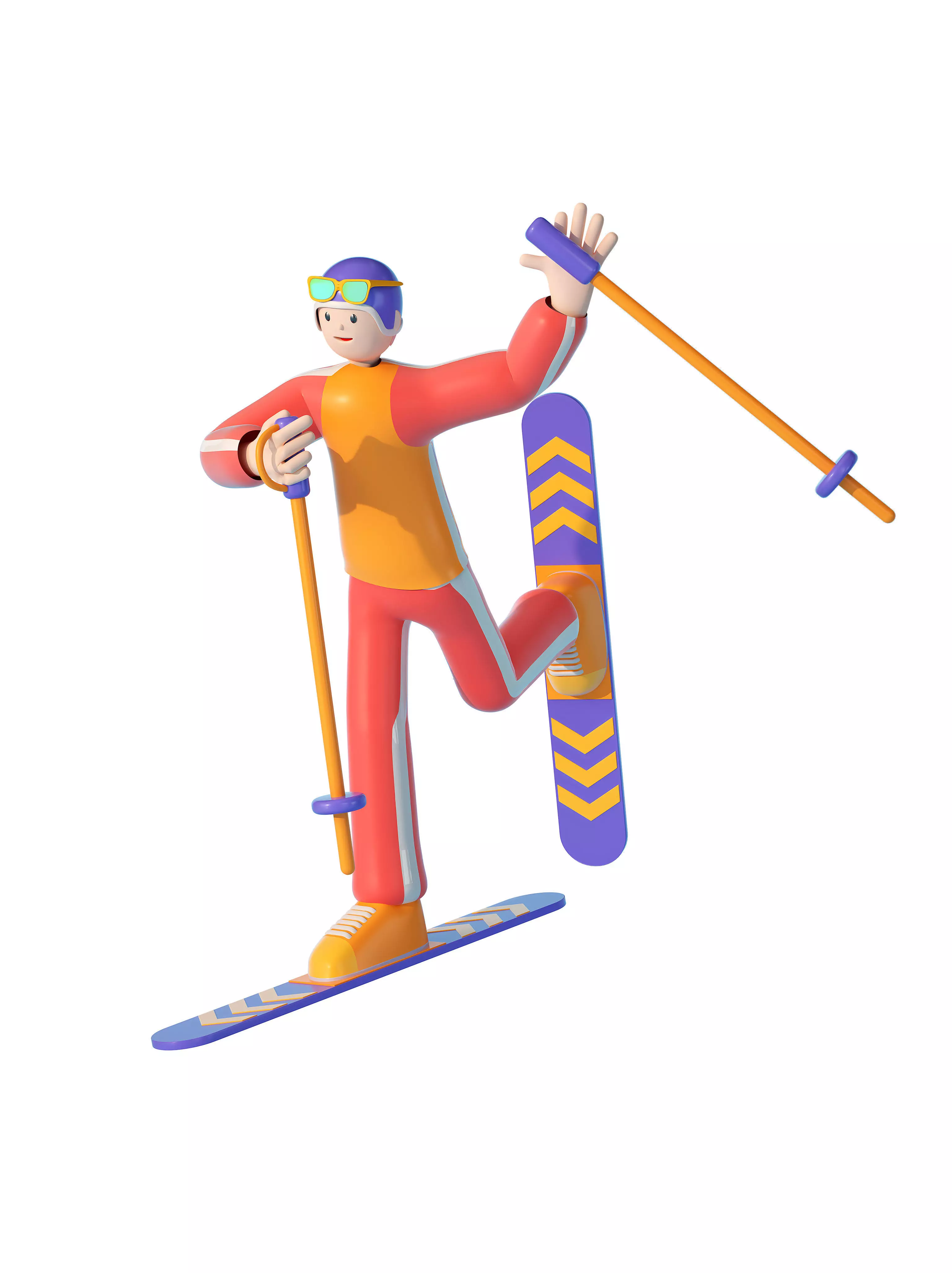 C4D model ski sports figures 3D model_0