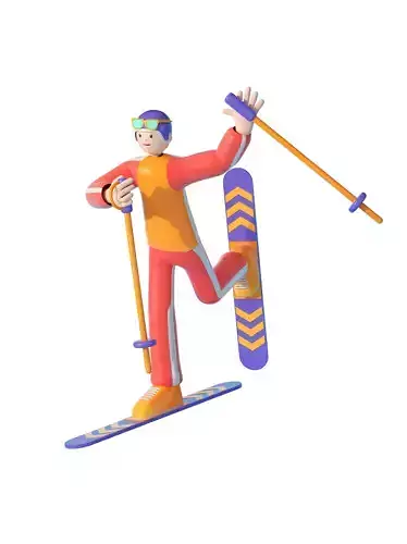 C4D model ski sports figures 3D model