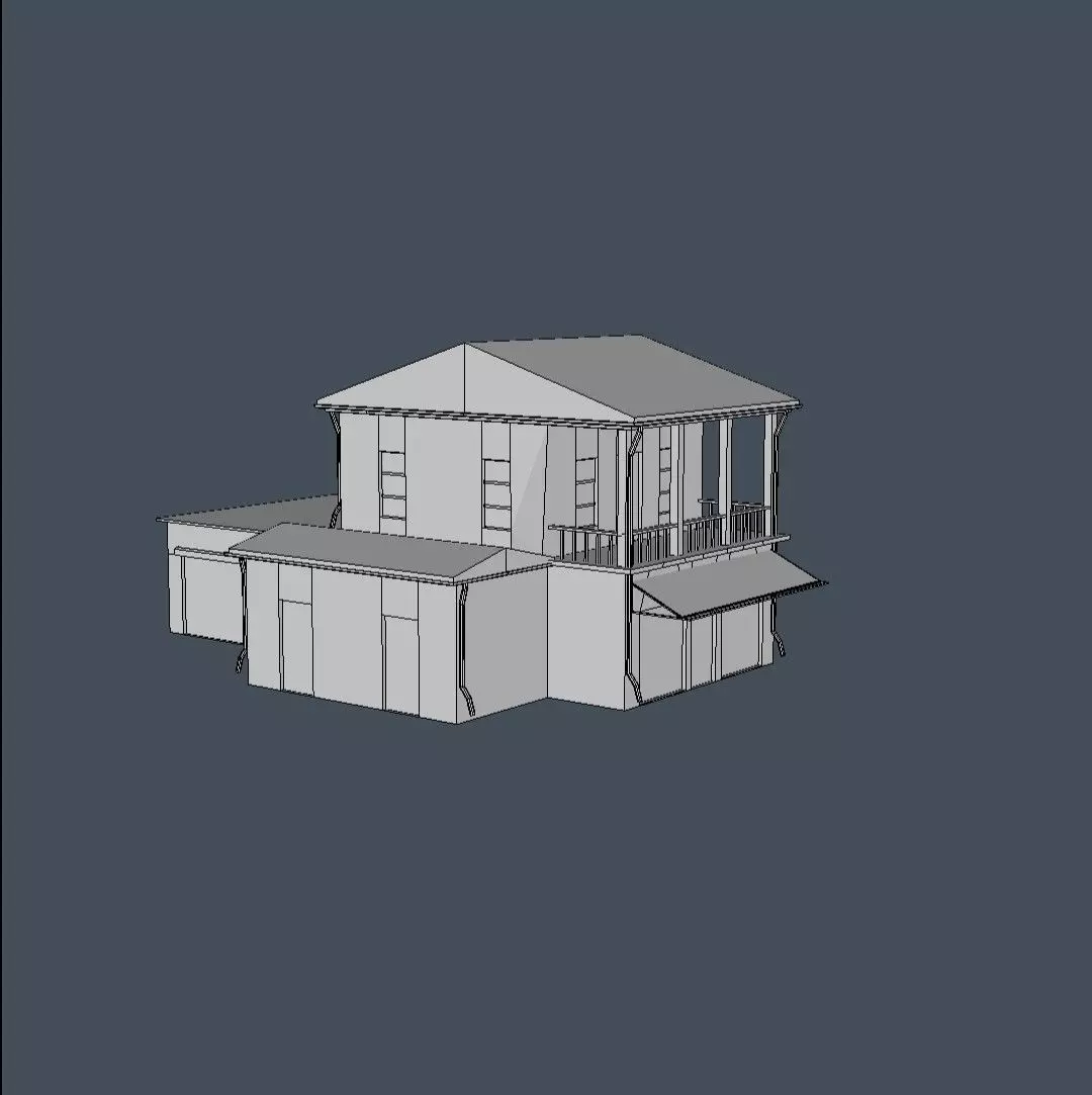 Big-House house Low-poly 3D model_0