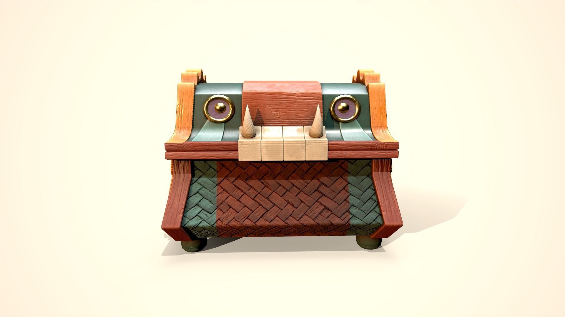 Jungle Treasure Chest Low-poly 3D model_2