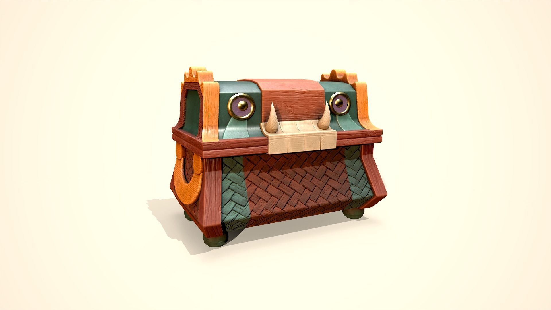 Jungle Treasure Chest Low-poly 3D model_1