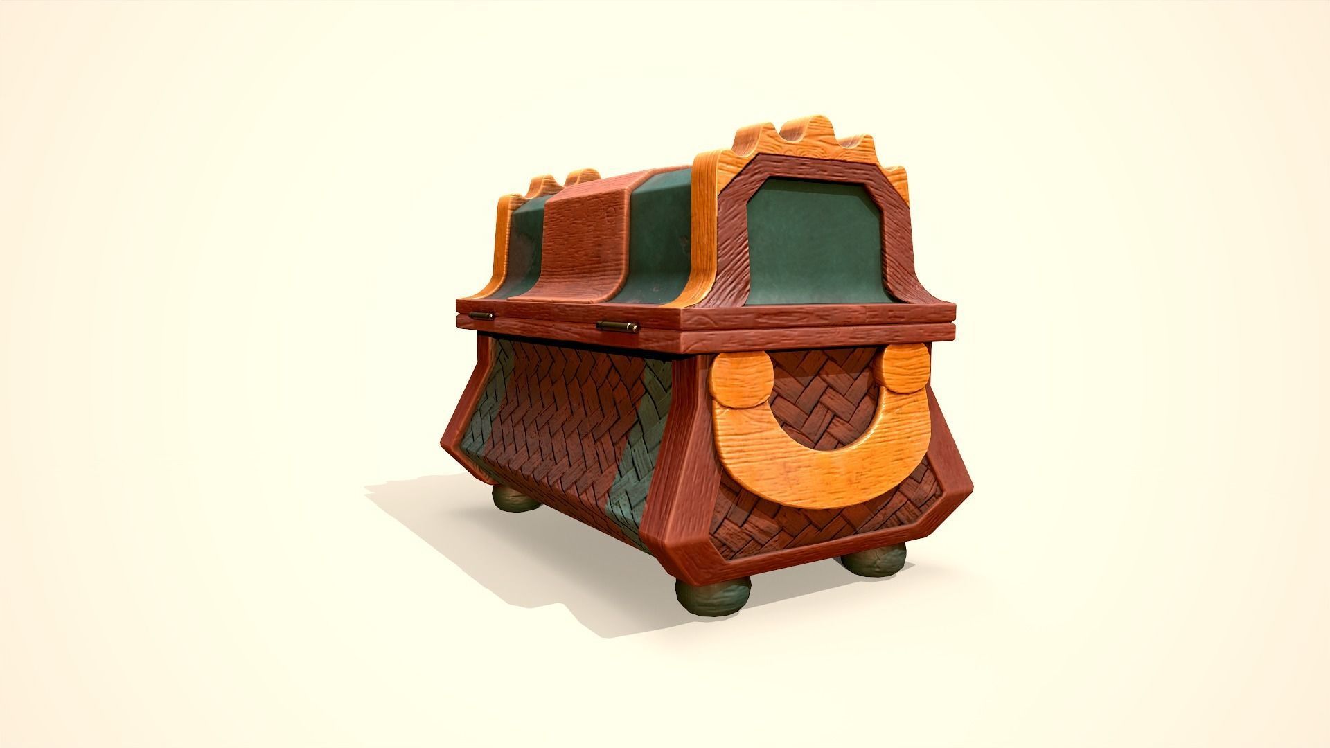 Jungle Treasure Chest Low-poly 3D model_6