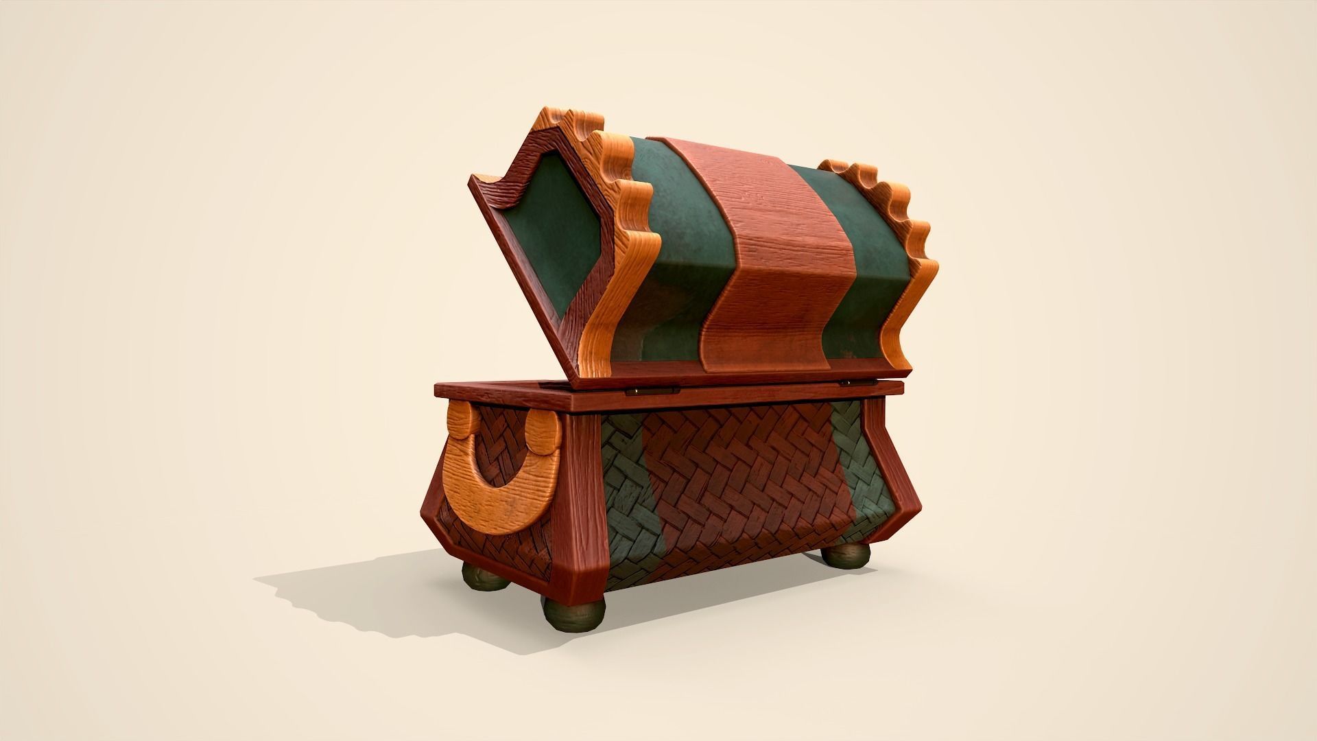 Jungle Treasure Chest Low-poly 3D model_9