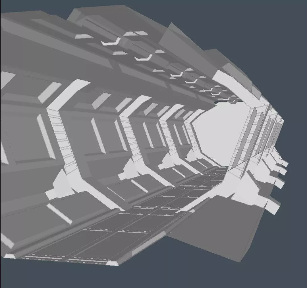 Corridor inside of spaceship Low-poly 3D model_0