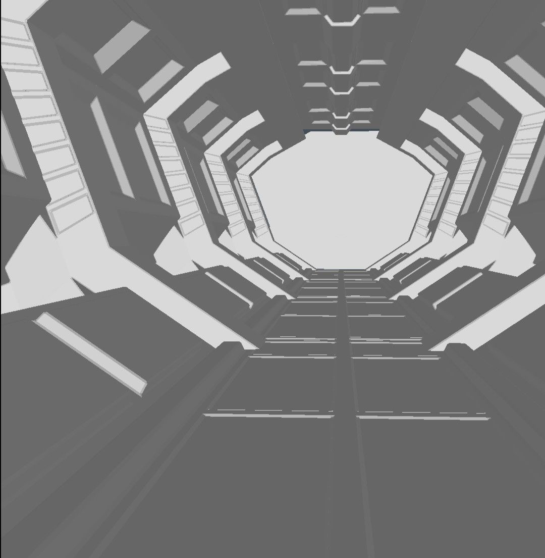 Corridor inside of spaceship Low-poly 3D model_1
