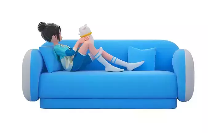 C4D model sofa character scene 3D model