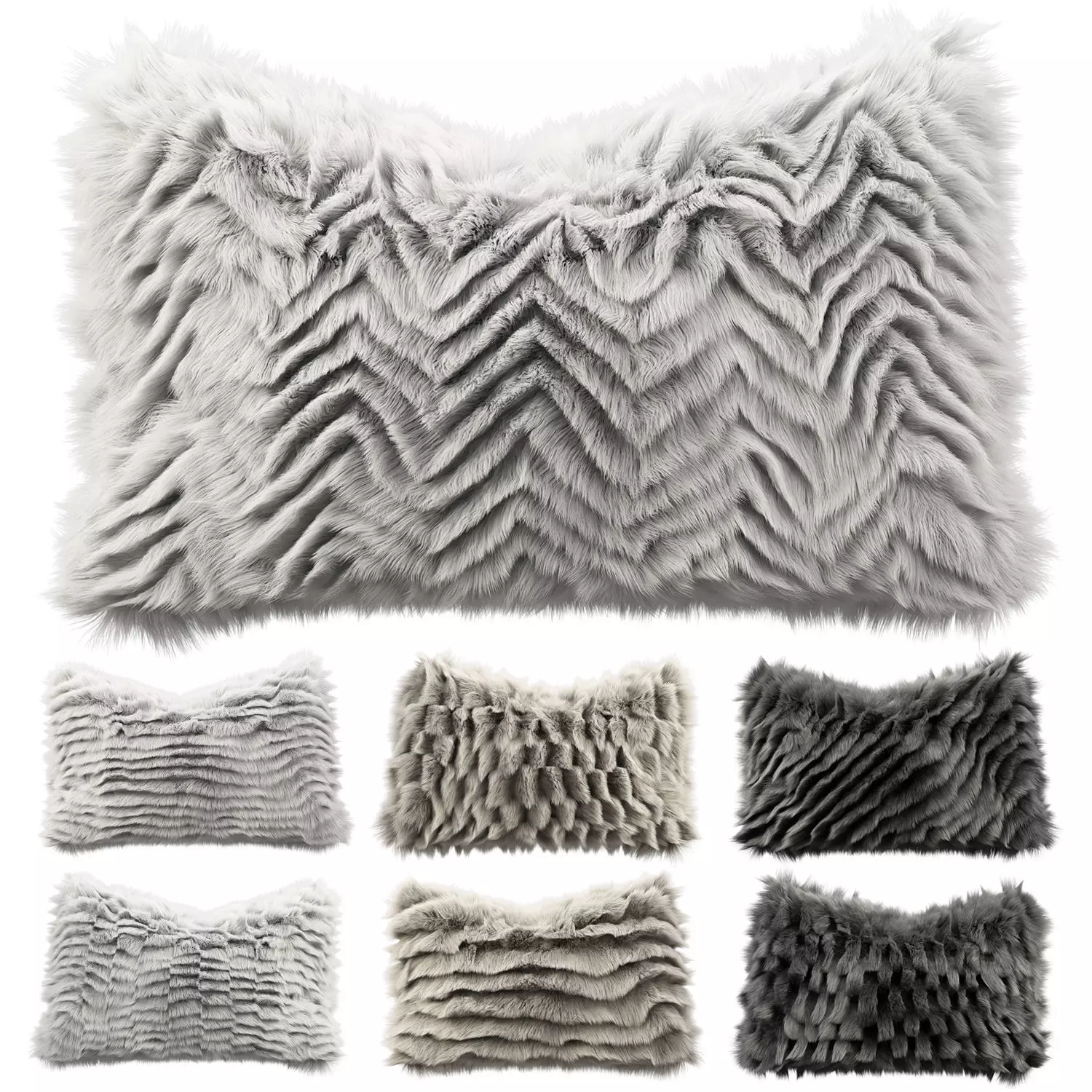 Fur pillows set 5 3D model