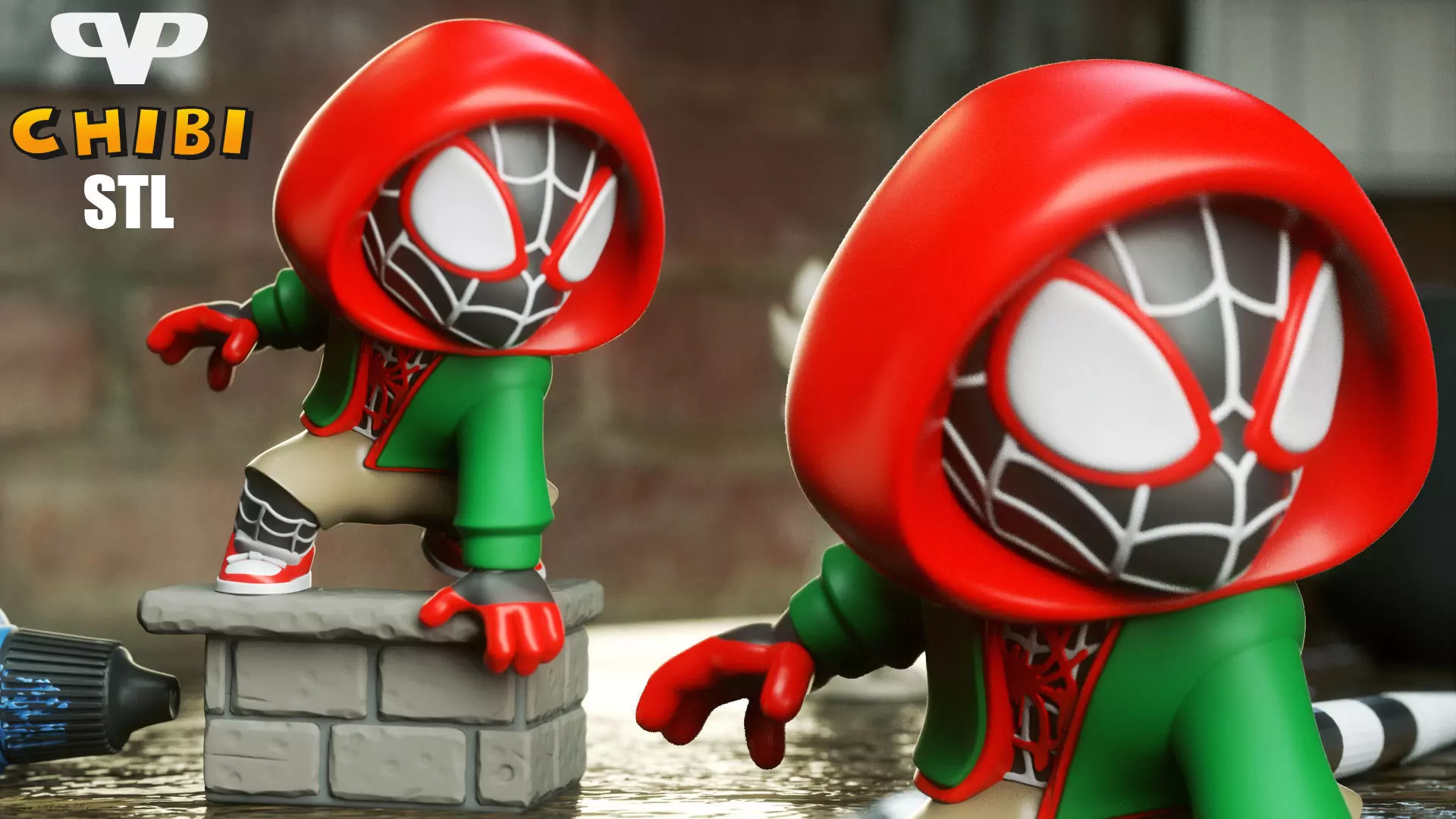 Spider-Man Miles Morales Chibi STL for 3D Printing ChibiSTL 3DXM 3D print model