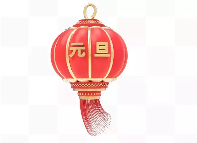 C4D model Chinese style gold frame lantern