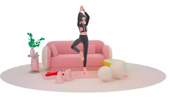 C4D model home moving character scene 3D model