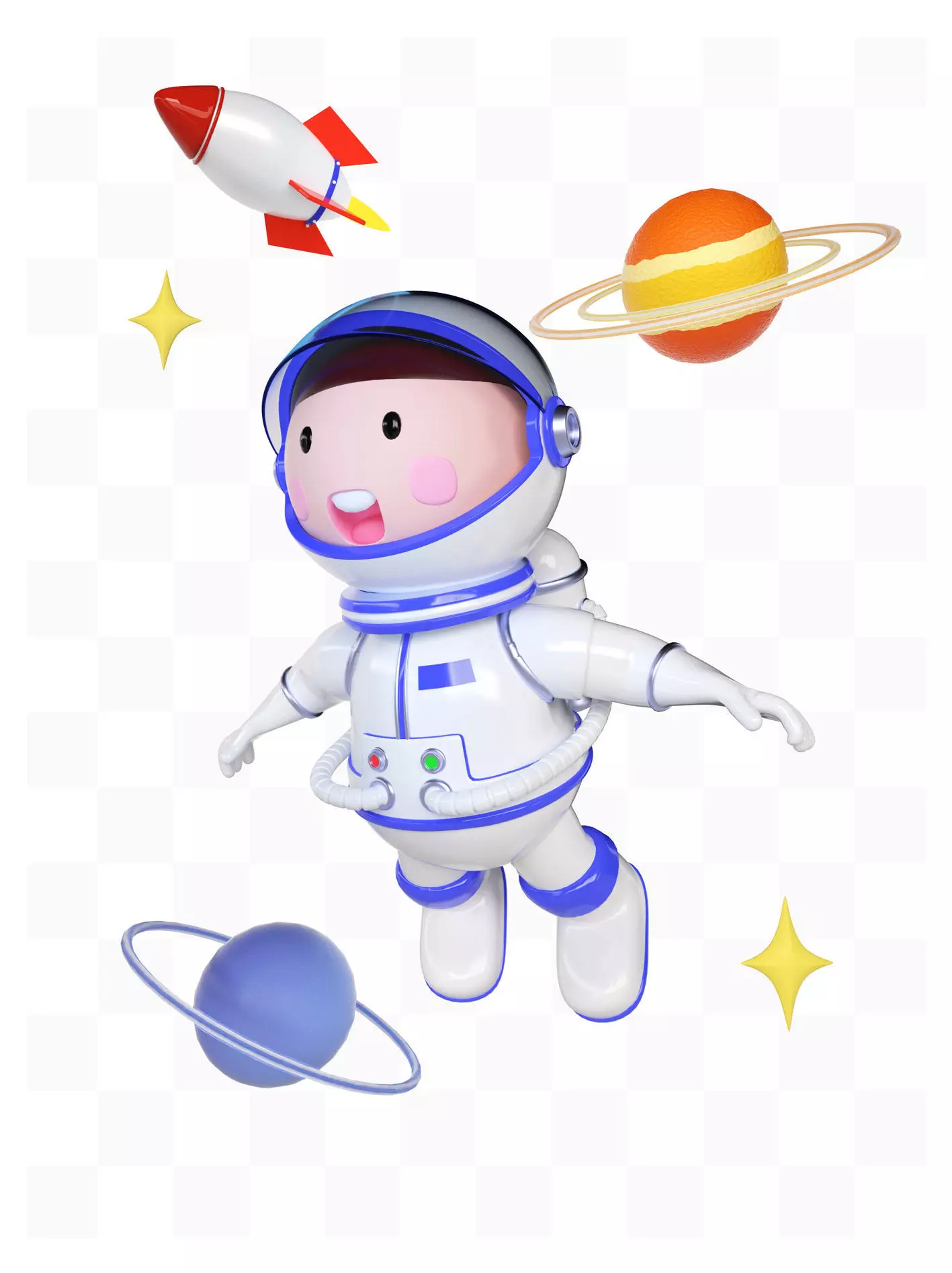 C4D model cartoon astronaut aerospace 3D model_0