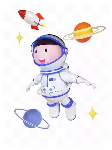 C4D model cartoon astronaut aerospace 3D model