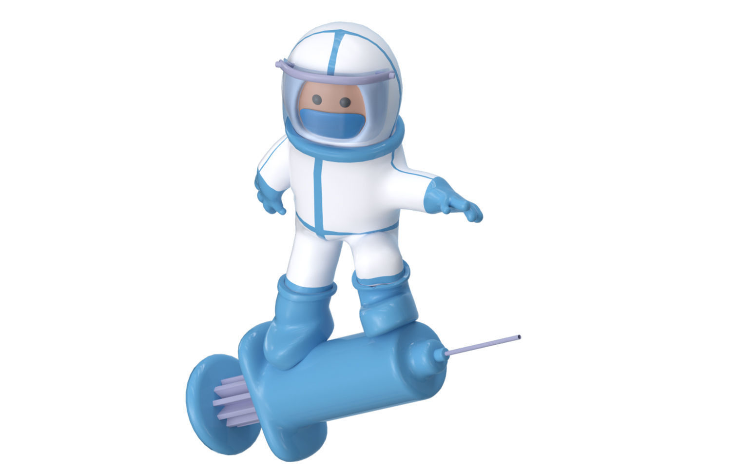 C4D model cute epidemic prevention white 3D model_2