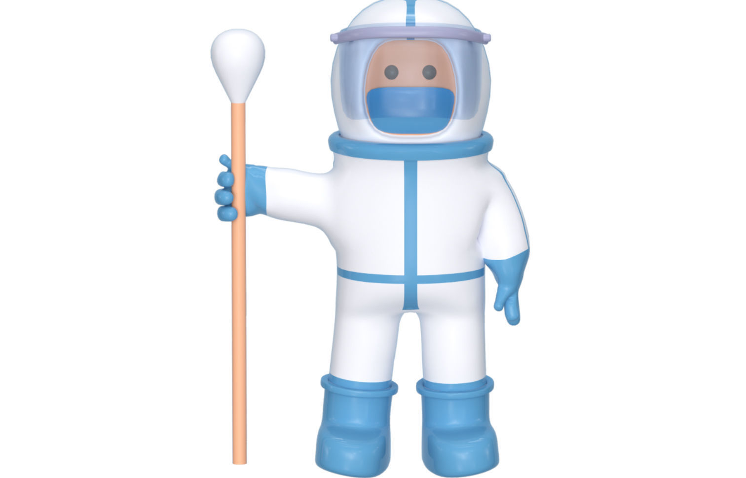 C4D model cute epidemic prevention white 3D model_3