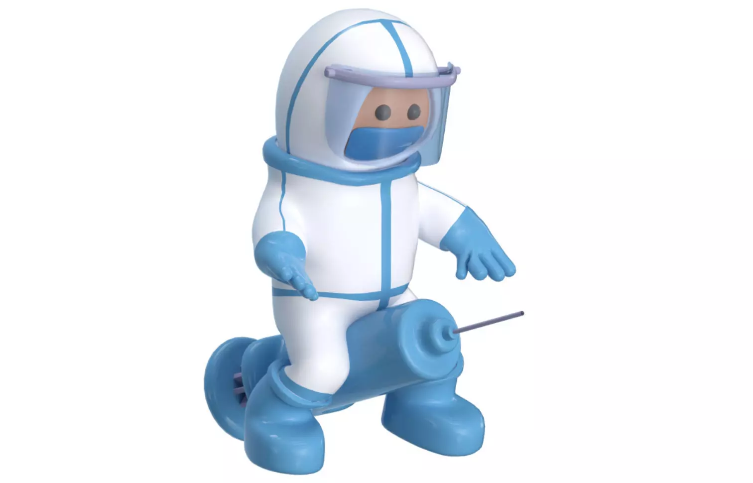 C4D model cute epidemic prevention white 3D model_0