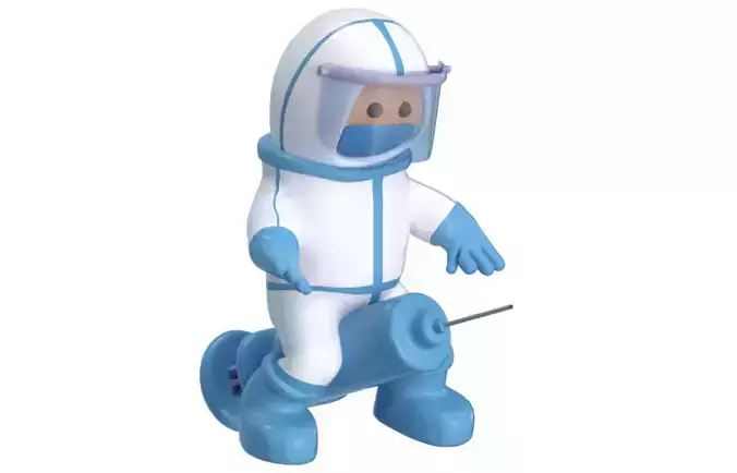 C4D model cute epidemic prevention white