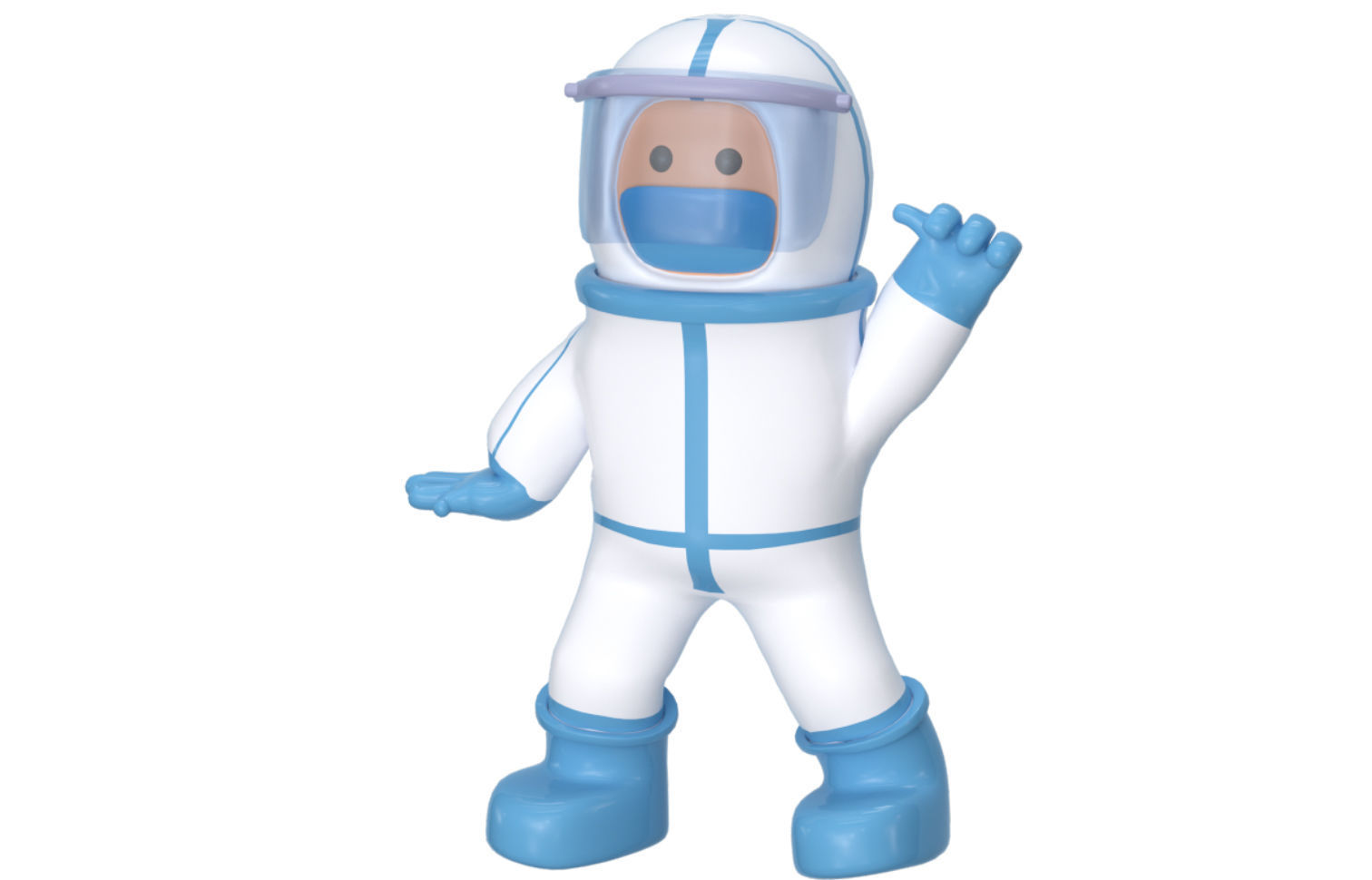 C4D model cute epidemic prevention white 3D model_5