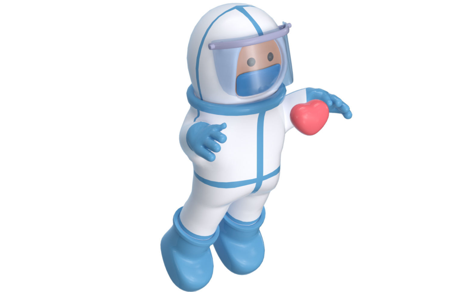 C4D model cute epidemic prevention white 3D model_1