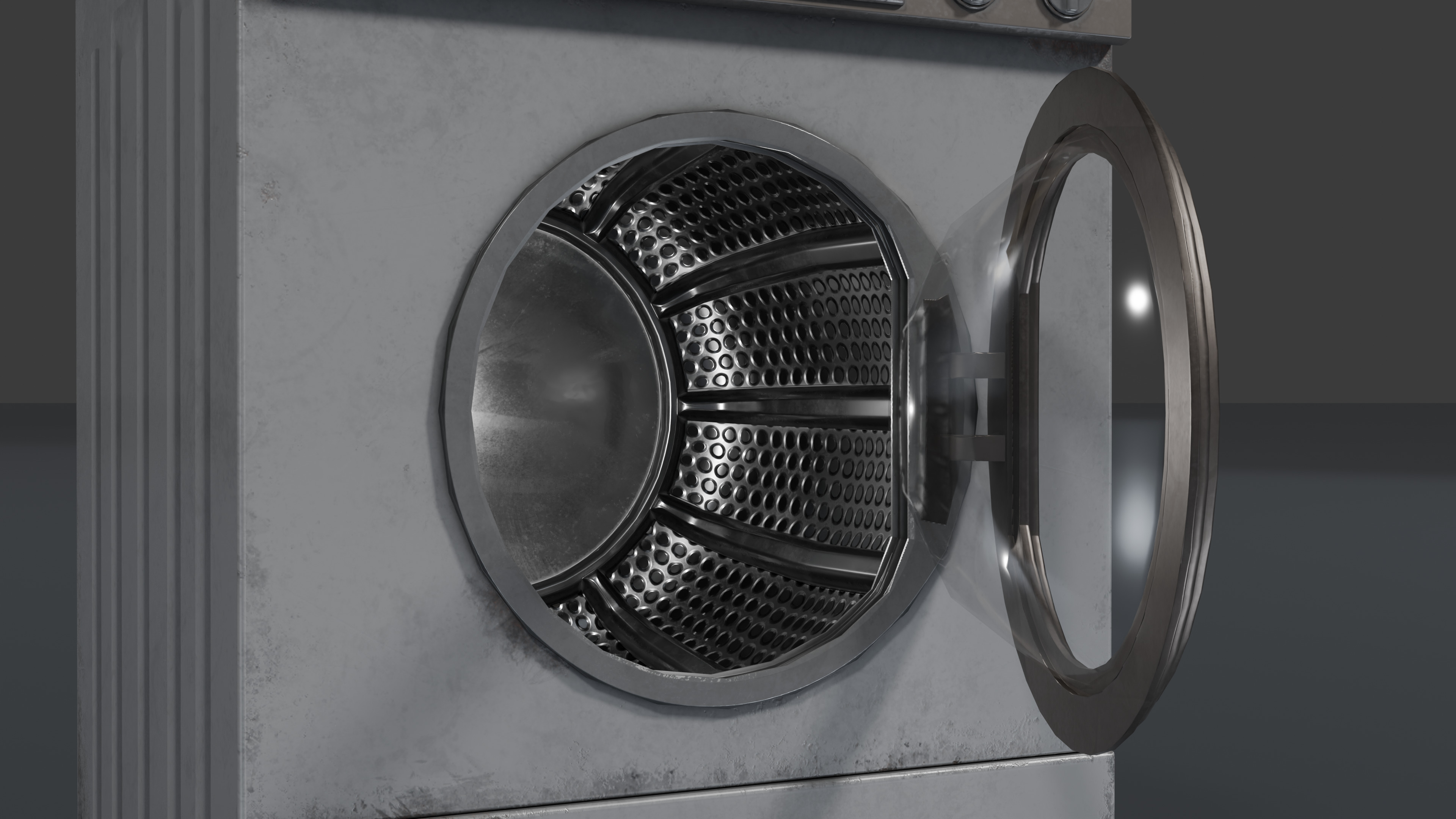 Vintage Washing Machine Low-poly 3D model_5